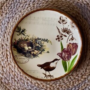 Floral and Bird Decorative Ceramic Plate